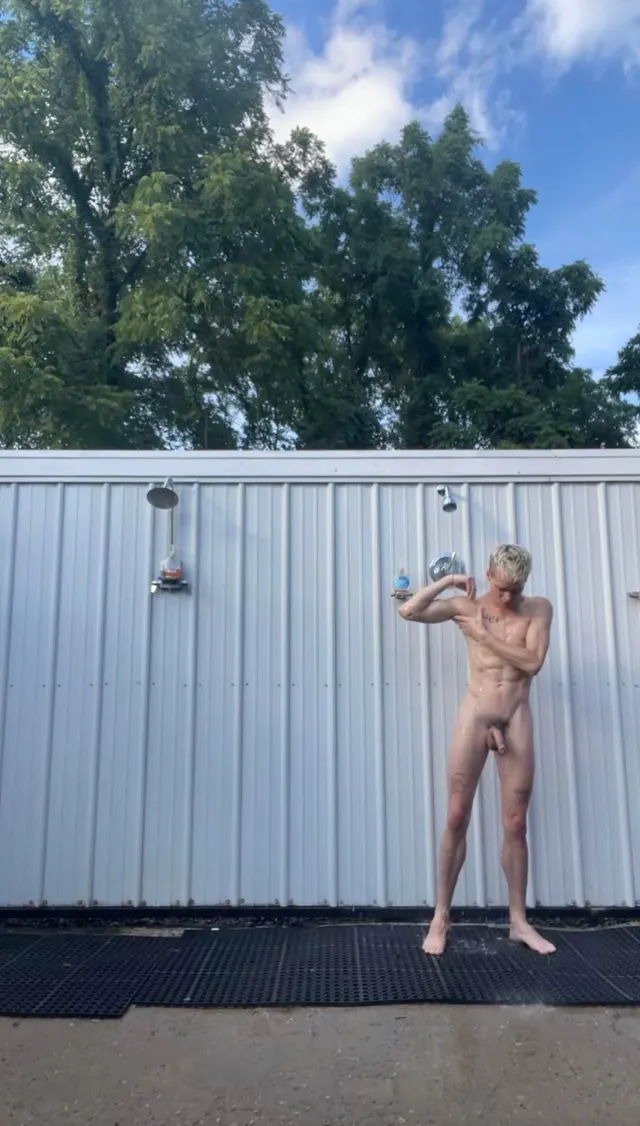 Outdoor summer showers at camp are the best 