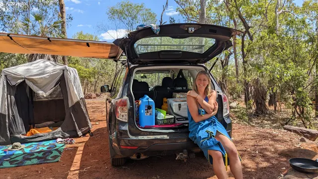 Happy girl when I'm camping
