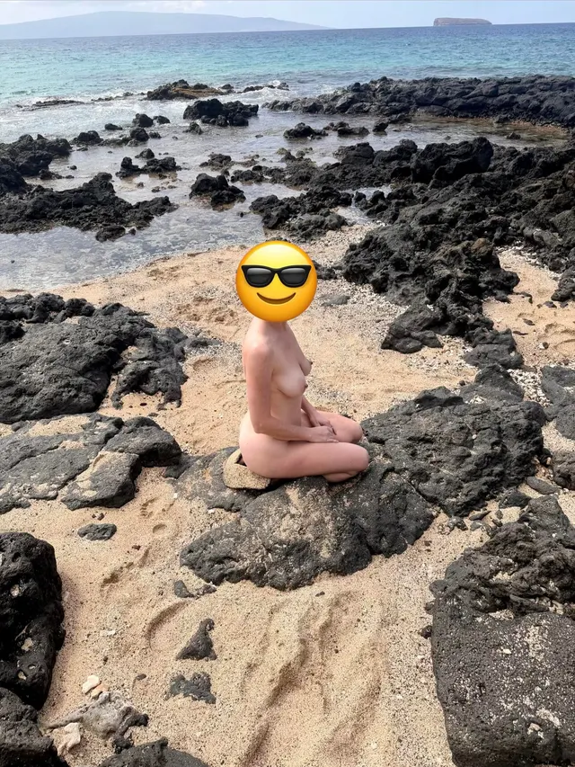 Wife enjoying hiking just north of Little Beach (Maui)
