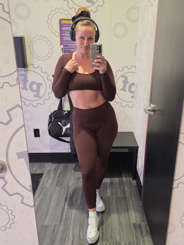 Nice sweaty workout strip down