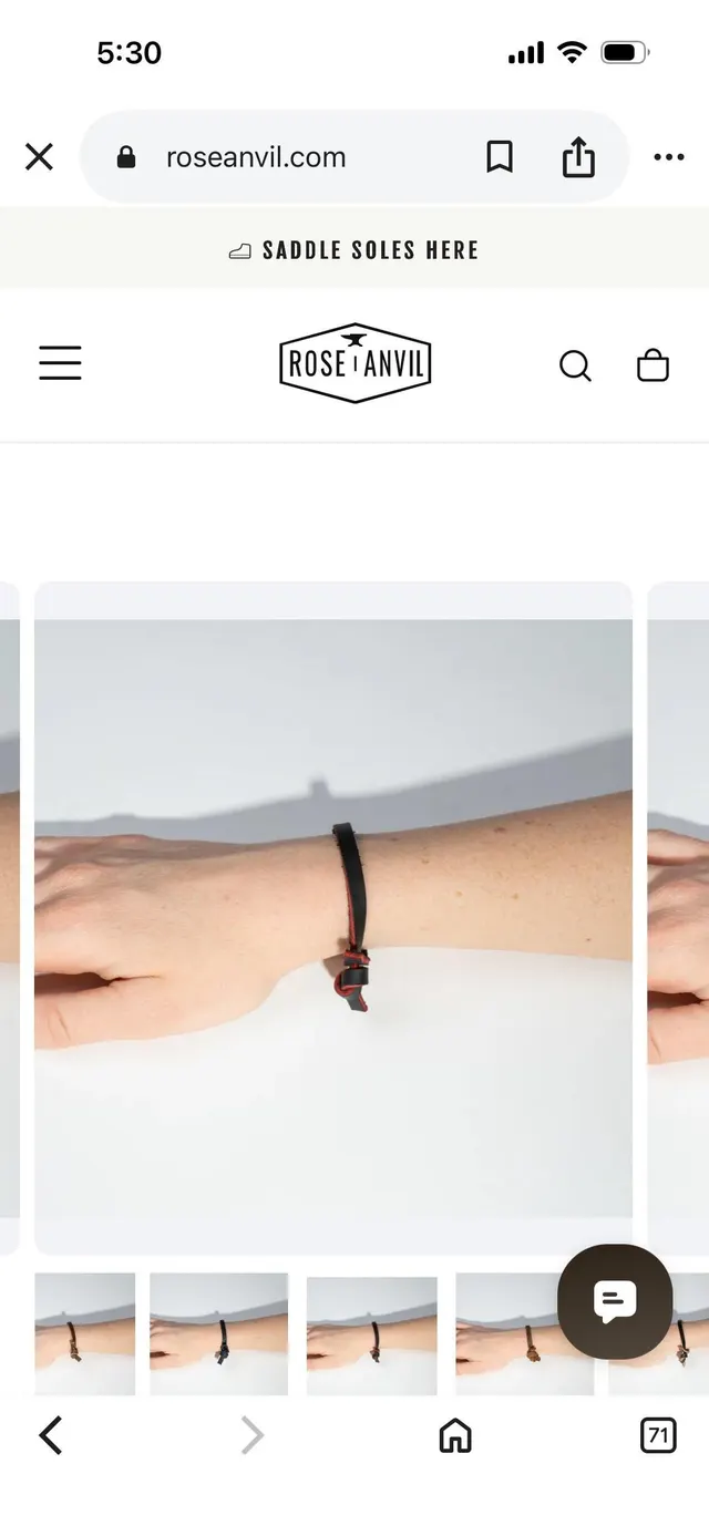 Rose Anvil Leather Bracelet