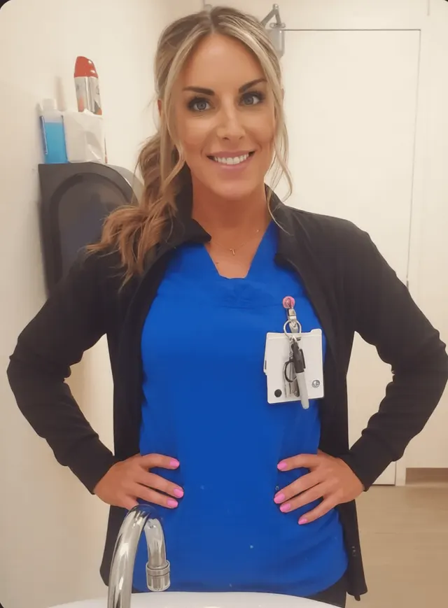 “Saving lives by day… breaking hearts by night 💙 You’d never guess what’s under these scrubs…”