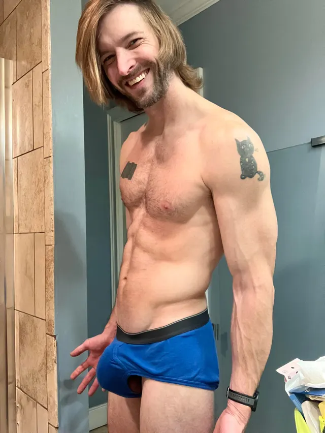 Bulging in Blue Briefs