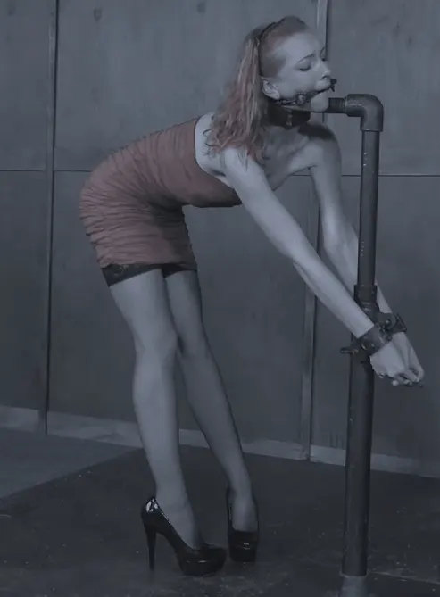 Just high enough to not allow her to sit, just low enough not to allow her to stand. Torment is really a kind of beauty.