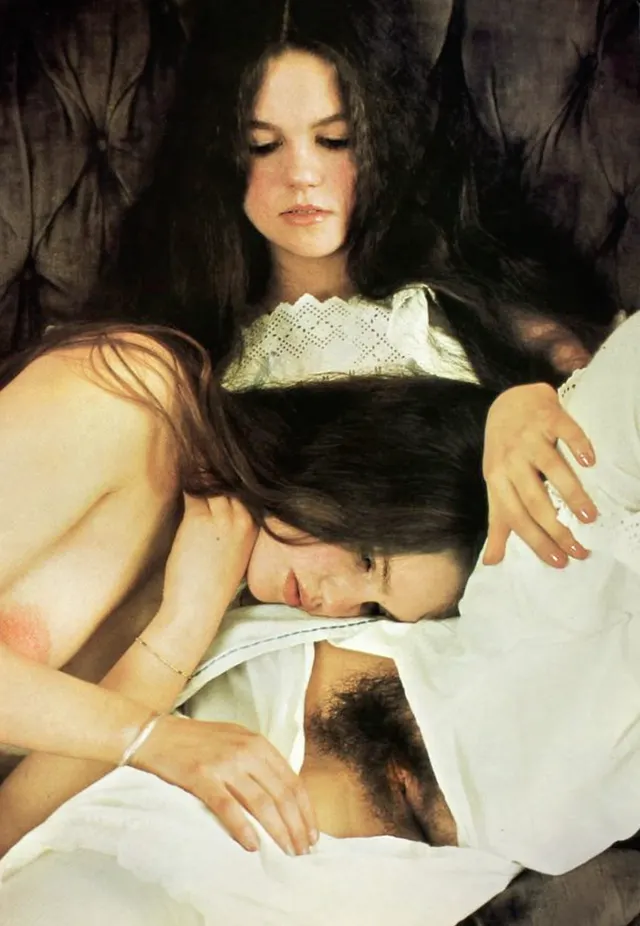 Two maids relaxing in their underclothes