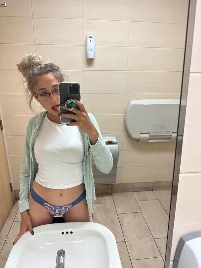 being naughty in the gas station bathroom