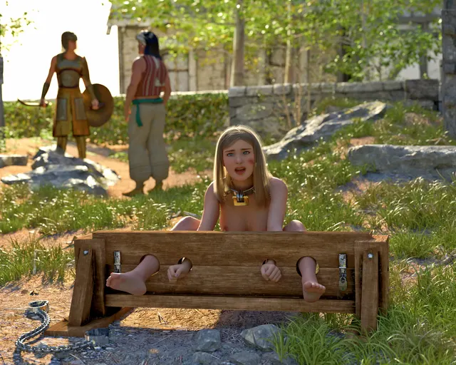 Slave in the Village Stocks