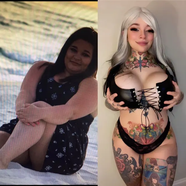 20 year old boring fatty vs 27 year old big tiddy goth bimbo