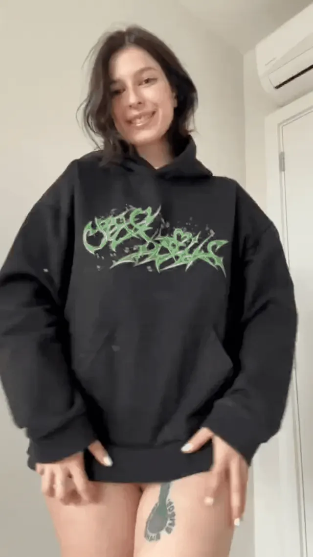 A big black hoodie can't hide my body 