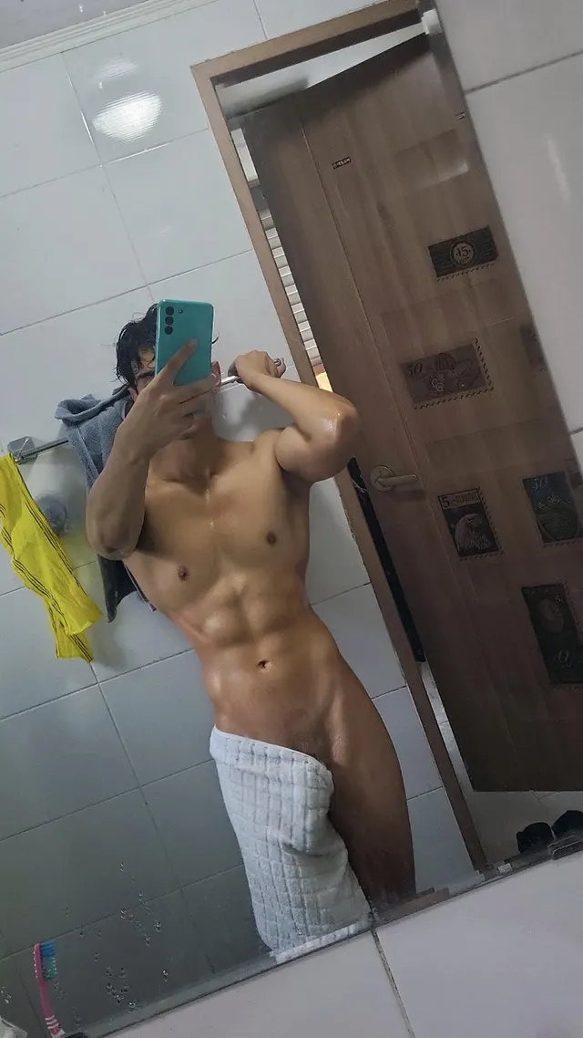 Mixed Asian boy right out of the shower