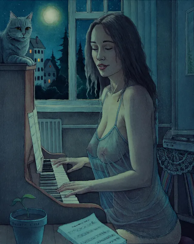 A Private Concert for the Moon and the Cat