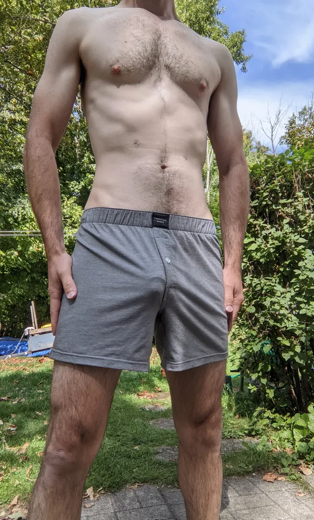 Why wear anything more just to do yardwork?