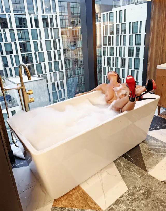A bubble bath and heels
