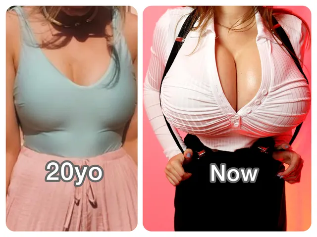 Same person. Same pose. The main difference is my freaking huge M cups.