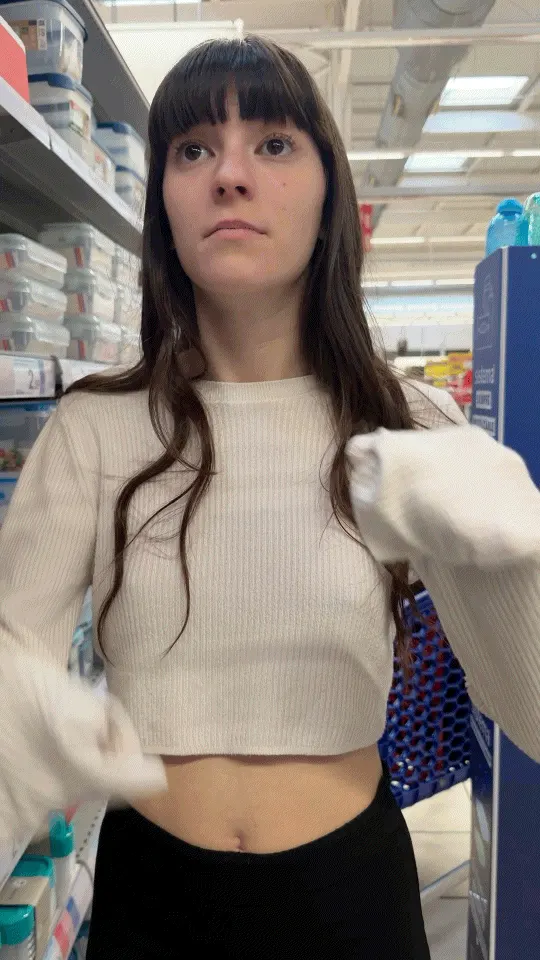 hands up and no bra, just perfect