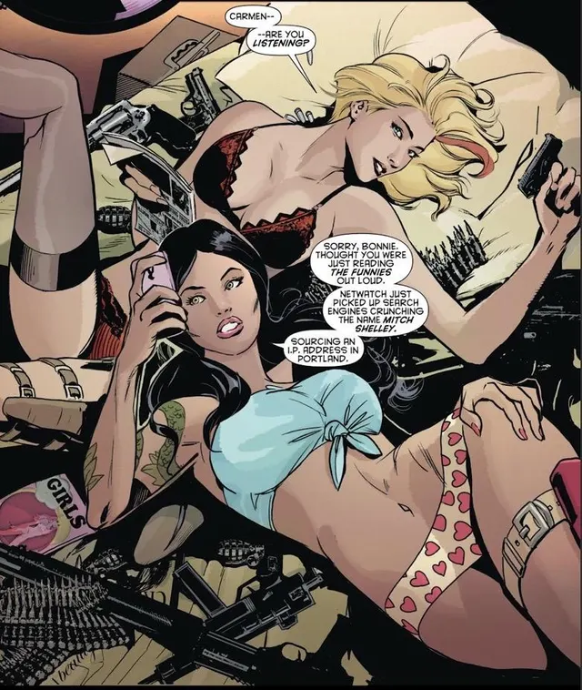 Bonnie & Carmen phone surfing [Resurrection Man(2011) #2]
