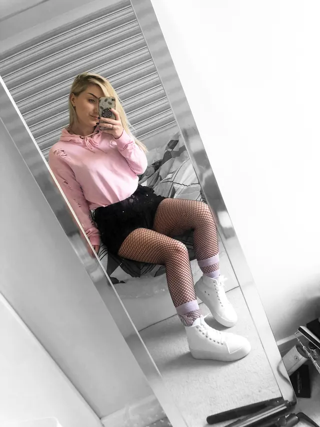 This was my full outfit today!! First time in public looking even the smallest bit little & I loved it 💞 my socks have unicorns on !!