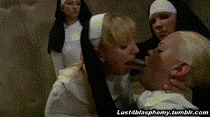 Nasty Nuns forced Deepthroat kiss