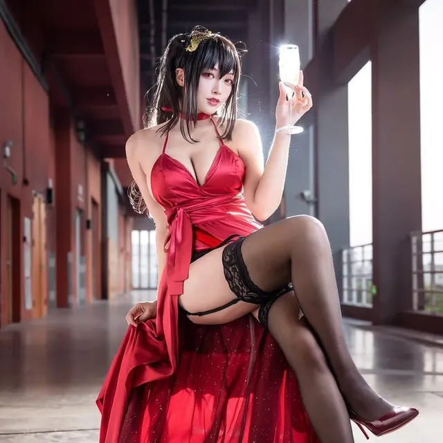 Natsume0v0 Cosplaying Taihou from Azur Lane