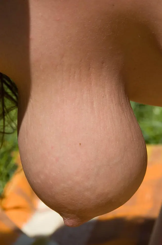 Like a grapefruit in a gym sock.