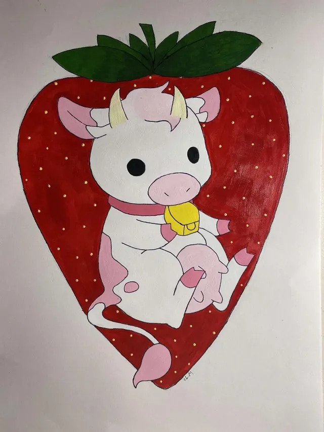 My little one painted an adorable strawberry cow today, what do you guys think?