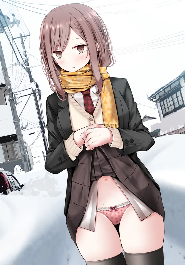 Flashing her pantsu in the streets [Original]