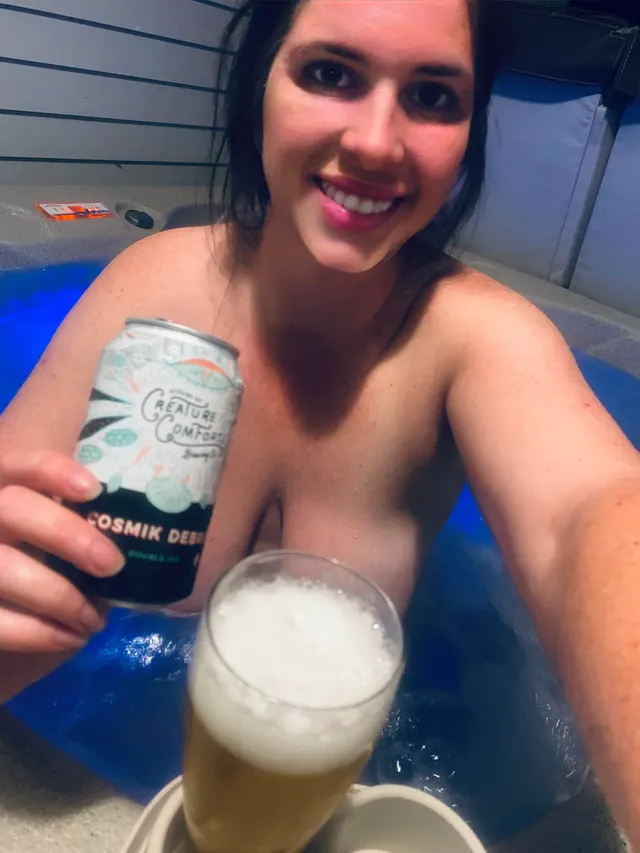 I have the hot tub turned down to be like a pool and enjoying a Cosmik Debris DIPA from Creature Comforts out of GA. Light and tasty.