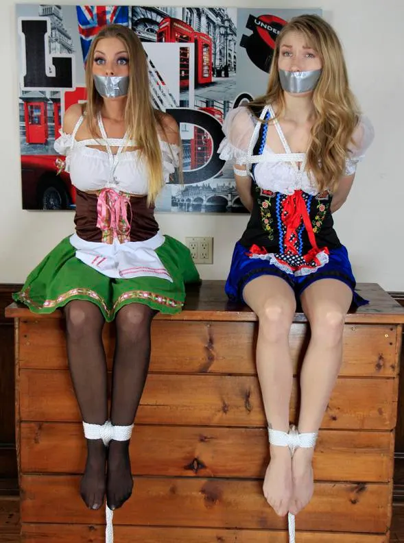 Couple of barmaids tied up and gagged