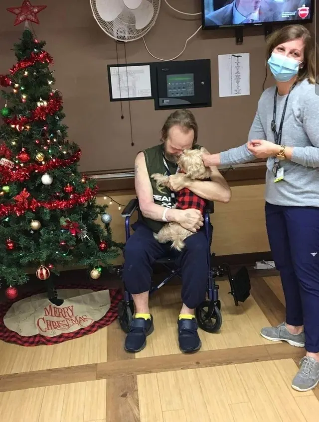 This man was forced to give his dog to the Humane Society due to undergoing lengthy hospital stay. This nurse found out and immediately went to the shelter and adopted his dog. She brings him to visit daily and will return him as soon as the man is released!