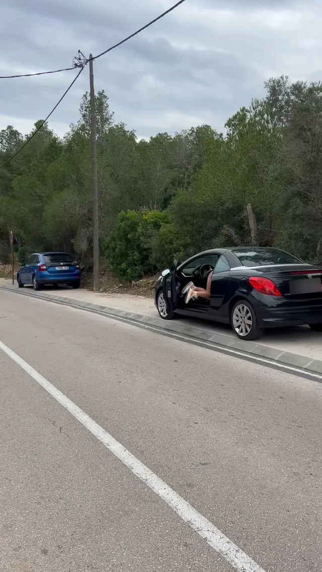 Bent over in my car, cheeks out, plug shining—oops