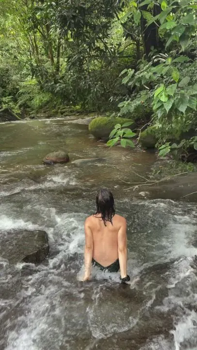 This river leads to a huge waterfall drop off a few hundred meters away, but here it’s perfect for a dip!