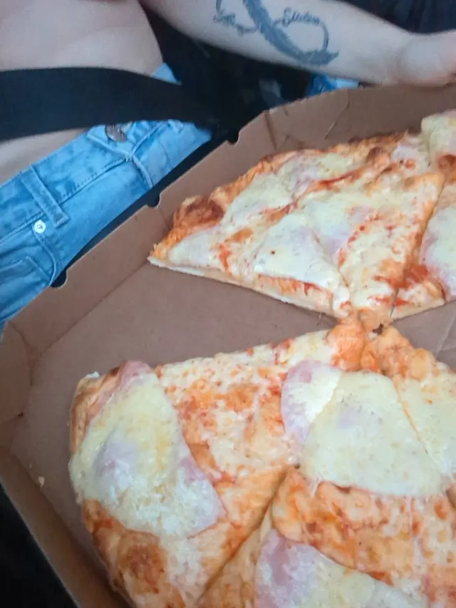 First the pizza: hot and tempting. Then my tits: round and irresistible. And finally my smile that drives you wild.