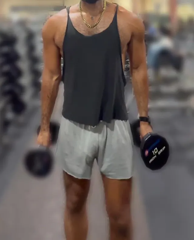 Loose shorts but you still see it at the gym