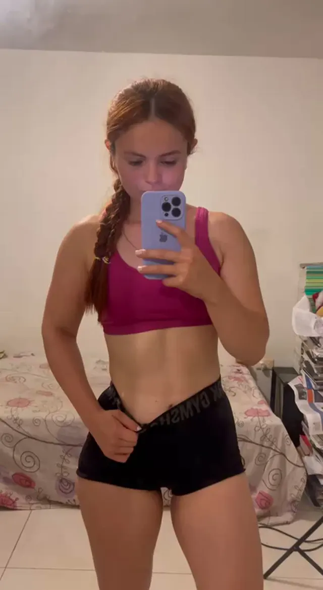 Sport bra barely holding it all in