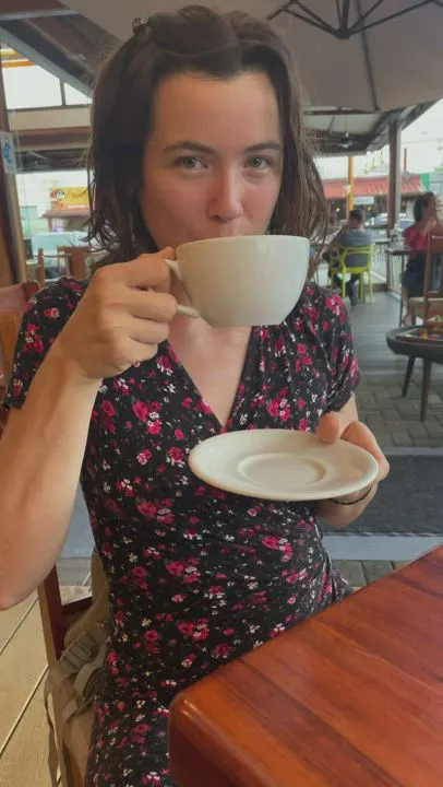 Getting naughty and frisky at this busy open air cafe