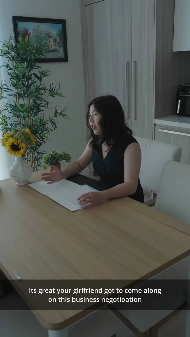 Your girlfriend thought she was chosen for the business trip for her sales skills, but her boss just wanted to use her pussy for negotiation