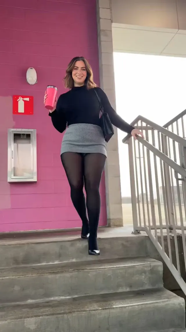 Black pantyhose with heels look so hot