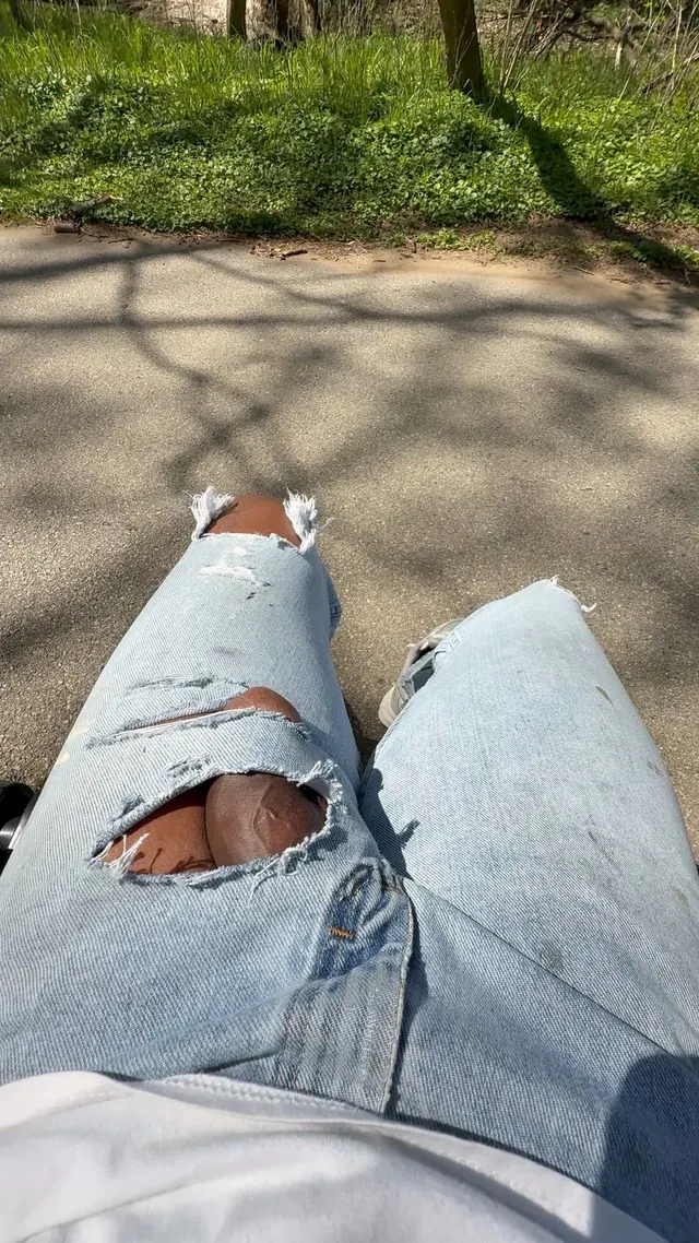Big dick popping out the jeans