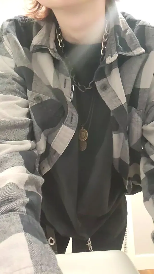 In my friends bathroom showing you what's under my boi clothes;)