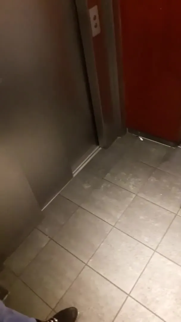 Elevator threesome blowjob!