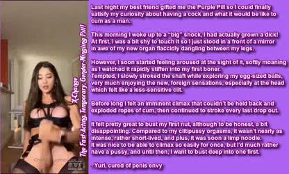 Yuri grows a cock to experience cumming with one