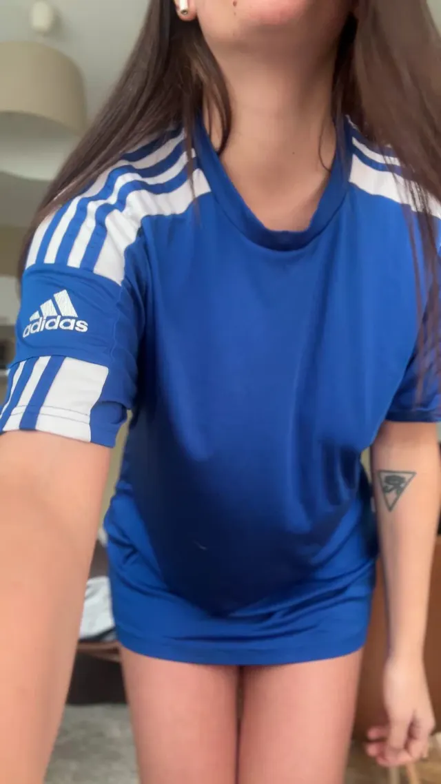 Girl in sporty t shirt on off