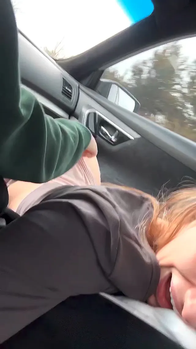 Adorable girl getting a wedgie in the passenger seat <3