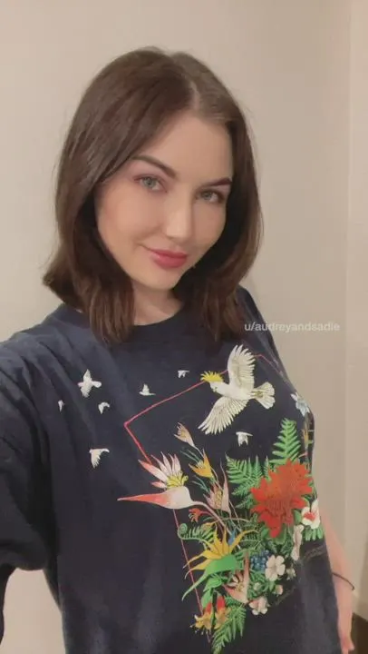 I wear baggy tees to hide my double Ds in public, but I like showing them off to you 🤭