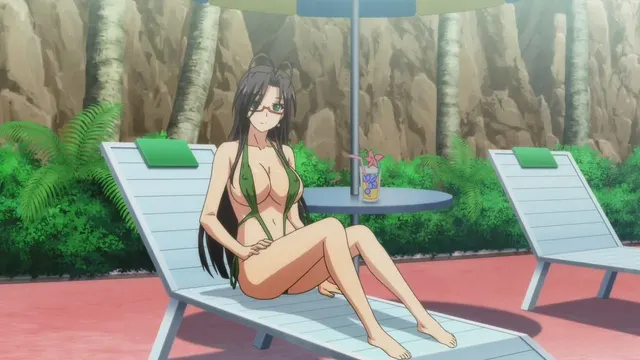 Chisato seducing Basara in her tiny sling bikini and then with her naked body at the onsen [Testament of New Sister Devil]