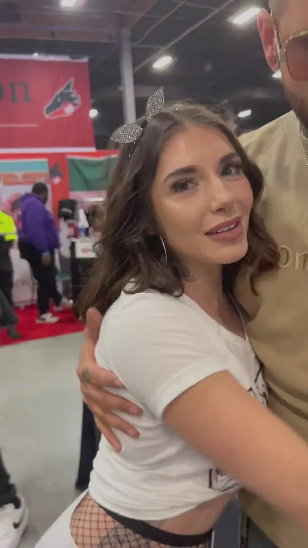 Pornstar teasing in public